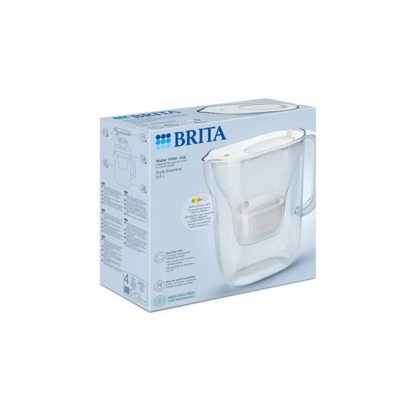 Dzbanek filtrujący wodę BRITA Style Essential — biały, pojemność filtrowana 1,4 l, zbiornik 2,4 l, kompatybilny z wkładami MAXTRA+ Pro