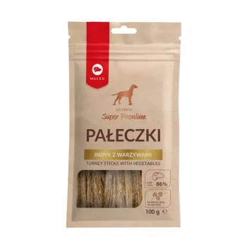 Przysmaki dla psów MACED pałeczki z indyka z warzywami 100 g – hipoalergiczna naturalna stała przekąska dla dorosłych psów
