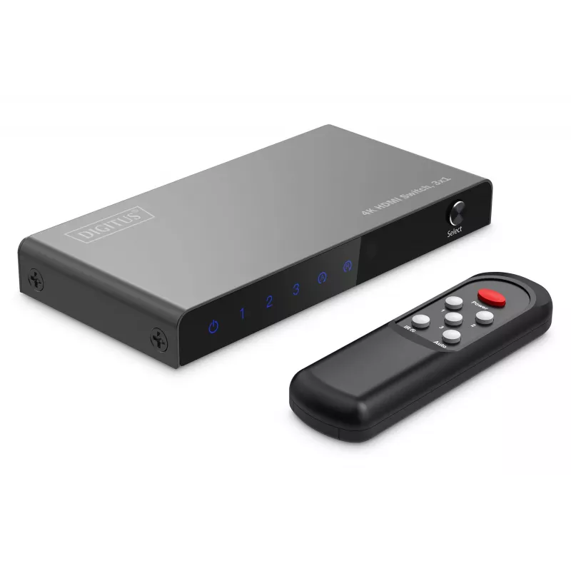 Digitus 4K HDMI Switch 3x1 Metal Czarny 18 Gbit/s