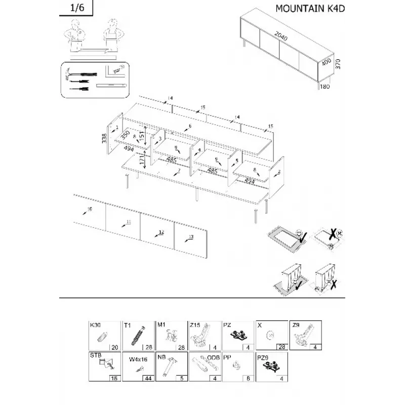 Chest of drawers cama meble Cama 4D MOUNTAIN 204x40x72 cm — Czarny & gold, MDF/particle board