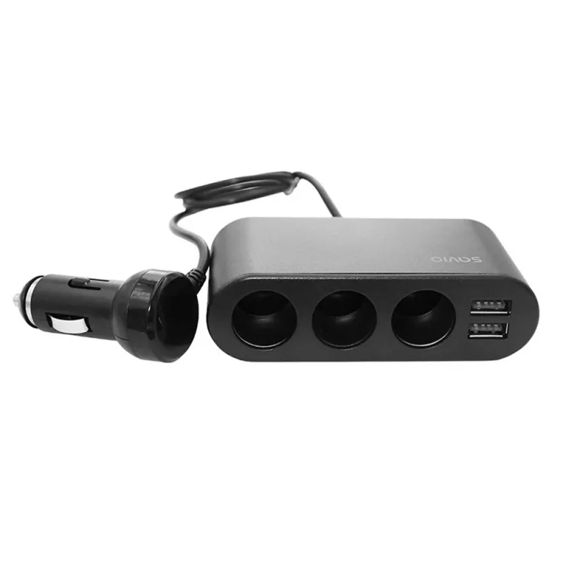 Ładowarka samochodowa USB SAVIO SA-024 — uniwersalna ładowarka do urządzeń mobilnych, wejście 12–24 V, wyjście 5 V, czarna, gniazdo zapalniczki
