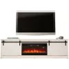 Szafka RTV z kominkiem elektrycznym Cama Meble model GRANERO RTV GRANERO + KOM B/B, 200x56,7x35 cm, biały/biały połysk, 2 drzwi, 2 półki, MDF/płyta wiórowa