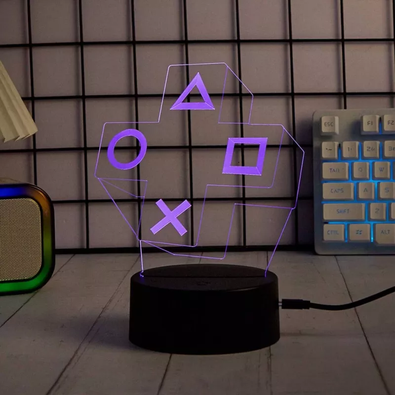 Lampa stołowa LED MANTA SNL122RGB RGB dekoracja świetlna 3D, zmieniająca kolory RGB, zasilana przez USB