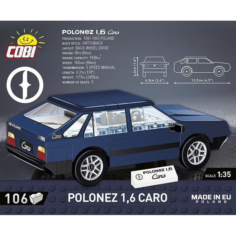 Cobi Polonez 1,6 Caro model kit — skala/model nieokreślony, plastikowy zestaw konstrukcyjny, MPN 24589
