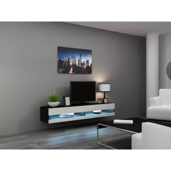 TV stand cama meble VIGO NEW 30/180/40, 1800×400×300 mm, czarny blat, rama z płyty wiórowej