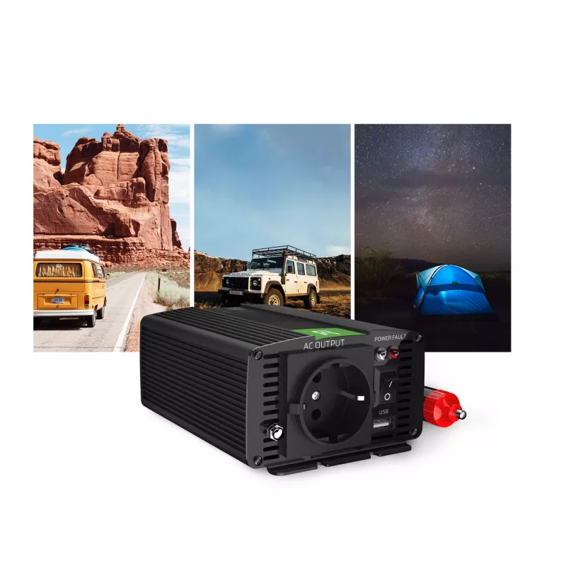 GREEN CELL Przetwornica samochodowa 12V na 230V 150W/300W czysty sinus