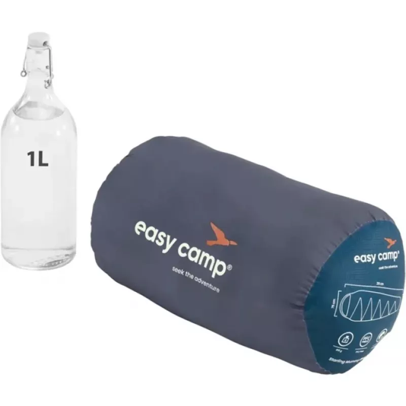 Śpiwór Easy Camp Starling Mummy Blue 8°C | 210 x 75 x 50 cm | -5 do 12 °C | Dwukierunkowy zamek z autoblokadą