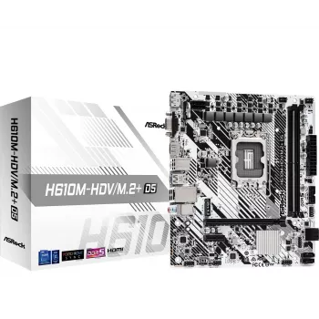 Płyta główna ASRock H610M-HDV/M.2+ D5 — Intel H610, LGA 1700, microATX, 2× DDR5 DIMM, M.2, HDMI 2.1, DP 1.4
