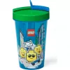 Room Copenhagen kubek LEGO ze słomką Iconic Boy Bright niebieski (niebieski/zielony, 500 ml)