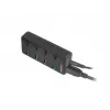 Hub USB NATEC MANTIS USB 2.0 Type-B — 4x porty USB 3.2 Gen 1 Type-A, czarny, kabel 0,8 m, zasilacz sieciowy, wyłącznik zasilania