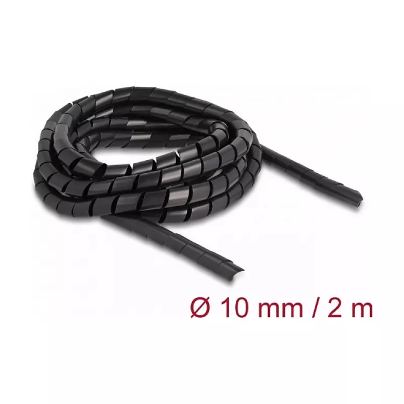 Delock Elastyczny Wąż Spiralny 2m x 10mm Czarny