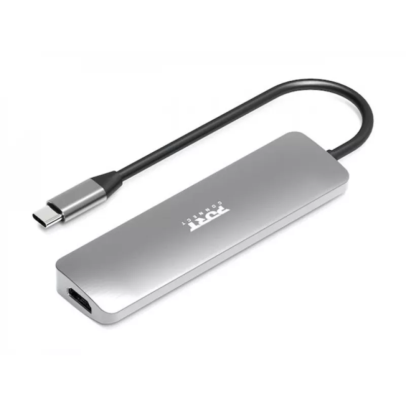 Hub interfejsu Port Designs 900162 USB Type-C — Wyjście USB Type-C, 3840x2160@60Hz, wejście 20V/5A, 117×34×13 mm, srebrny