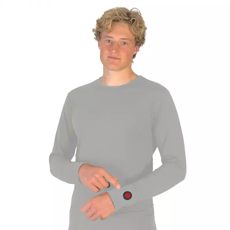 Bluza Glovii GJ1GL z okrągłym dekoltem, długim rękawem, szara, elastan, poliester