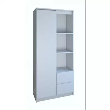 Regał biurowy Top e Shop RS-80 BILY BIEL, biała płyta wiórowa, 7 półek, 800×350×1800 mm