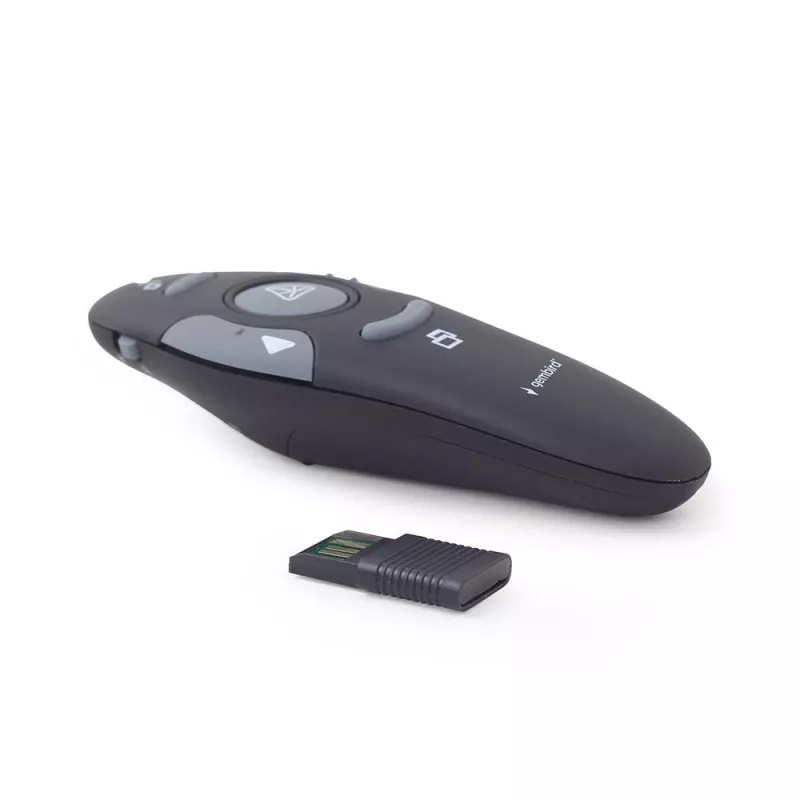 GEMBIRD wireless IR presenter WP-L-11, 4 buttons, 2.4 GHz RF USB receiver, Czarny, AAA bateria
