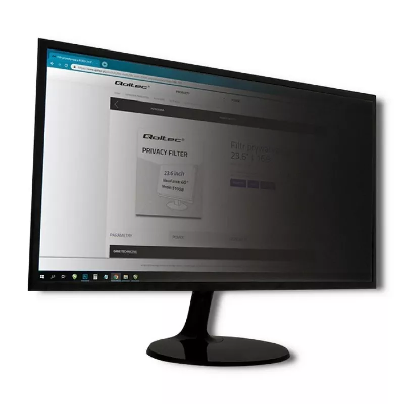 Filtr prywatności Qoltec GDPR 23 cale | 16:9 | Ochrona oczu | Panoramiczny