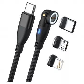 Kabel USB RealPower MagneticCharge 100 1m USB C Czarny