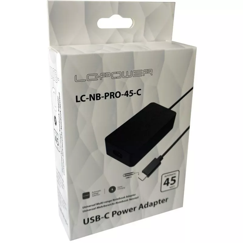 LC Power LC-NB-PRO-45-C - Zasilacz - AC 110-240 V - 45 W - Czarny