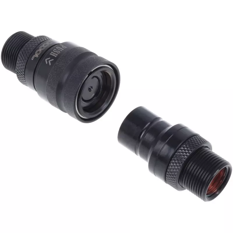 Eiszapfen Schnellverschlusskupplungsset mit Doppel Schottverschraubung G1/4 IG - Deep Black (schwarz (matt), für weiche Schläuche (PVC, Silikon, Neopr