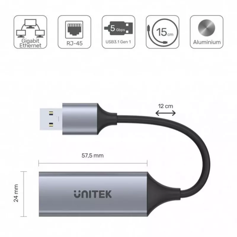 Karta interfejsu Unitek U1309A, szara, 57,5×24×16 mm