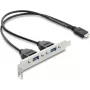 Karta adaptera wewnętrznego USB Type-E Key B DELOCK 67346 — 2× USB-A 5 Gb/s z zaślepką slotu