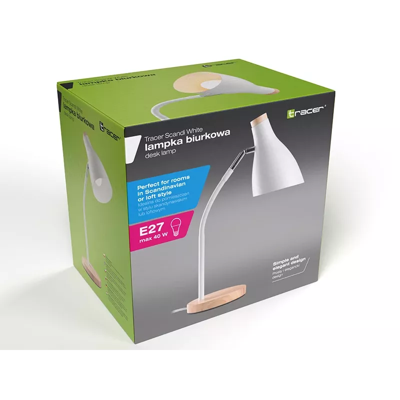 Lampa stołowa Borland TRAOSW47235 biała — oświetlenie biurka, kompaktowa konstrukcja