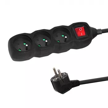 Przedłużacz ESPERANZA ELK210K — kabel 1,5 m, 3 gniazda AC typu E, wtyczka kątowa, do użytku wewnątrz pomieszczeń, czarny