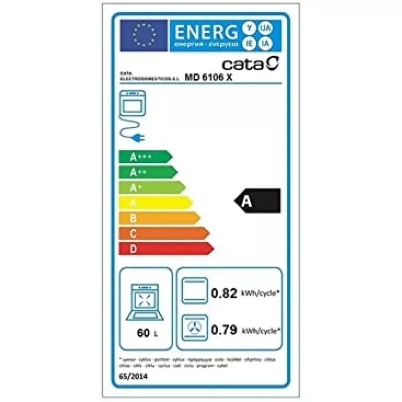 Piekarnik elektryczny do zabudowy CATA MD 6106 X — 60 L, czarny i stal nierdzewna, sterowanie pokrętłami
