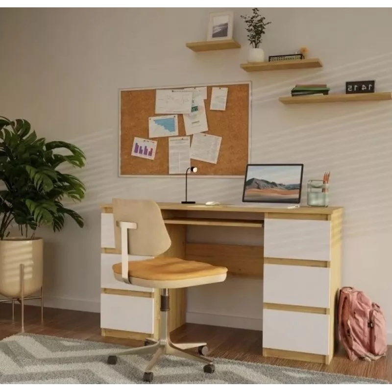KUBA Biurko dąb artisan/biały zestaw