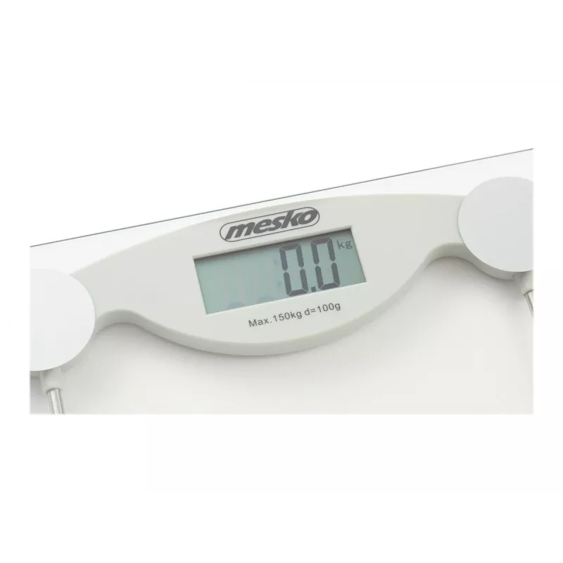 Elektroniczna waga osobista Mesko MS 8137 — udźwig 150 kg, dokładność 100 g, biała/przezroczysta