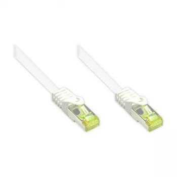 Kabel krosowy RJ45 z surowym kablem kat. 7 i zabezpieczeniem zatrzasku (RNS®), S/FTP, PiMF, bezhalogenowy, 600 MHz, OFC, biały, 0,25 m, Good Connections® (8070R-003W)