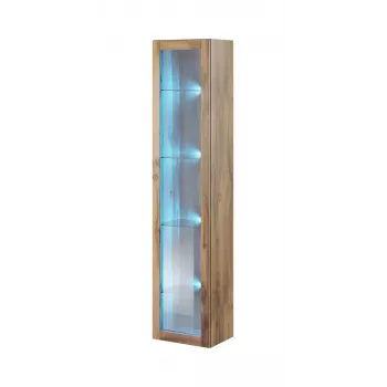 Gablota Cama Meble VIGO 180 — wisząca, szklana gablota ścienna, 1800×400×300 mm, dąb wotan