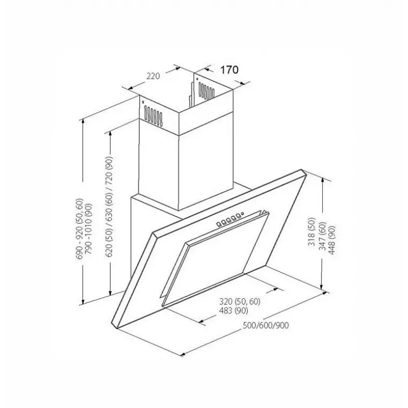 Okap AKPO WK-4 Czarny 2.0 60 GRAY/ Czarny GLASS T300 Linear LED/Controller