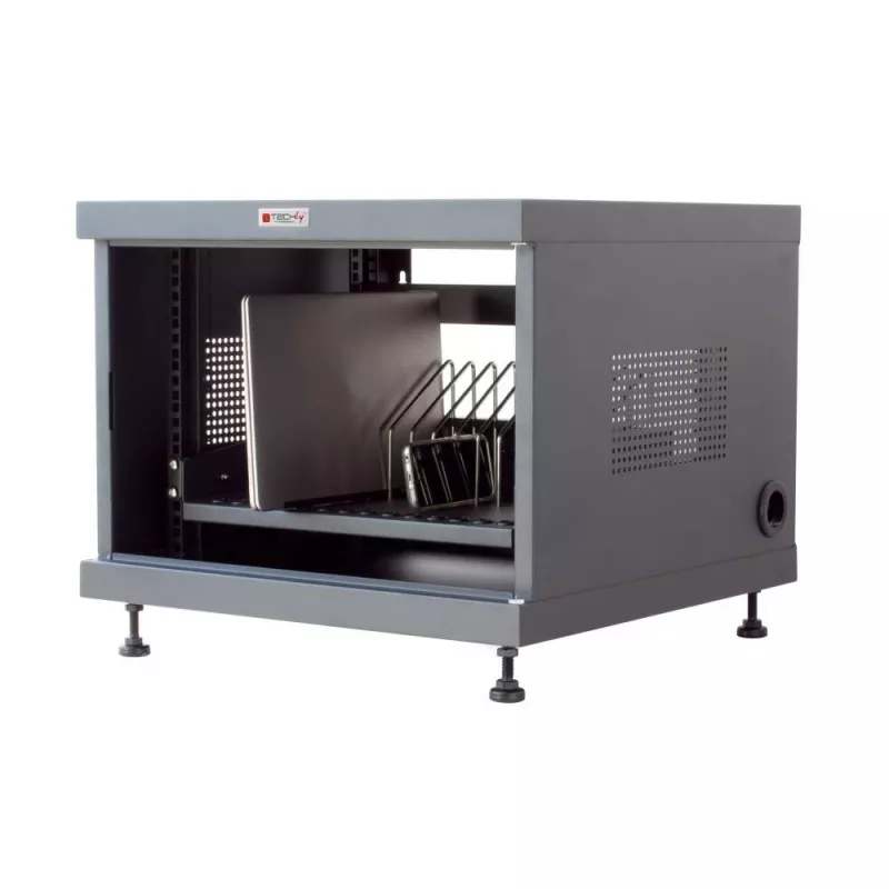 Półka rack TECHLY 367652 organizer kabli z mocowaniem samoprzylepnym 3M, stal, 550×550×410 mm, czarny