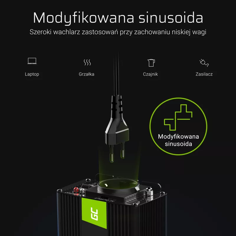 zielony Cell INV08 zasilacz/przetwornica Outdoor 1000 W Czarny