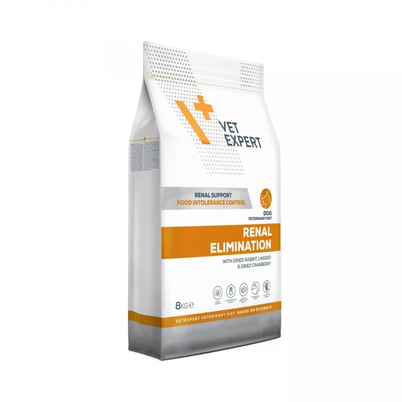 Sucha karma dla psów VETEXPERT Veterinary Diet Renal Elimination — dorosłe, smak królika, 8 kg, białko 15,8%, tłuszcz 19,5%