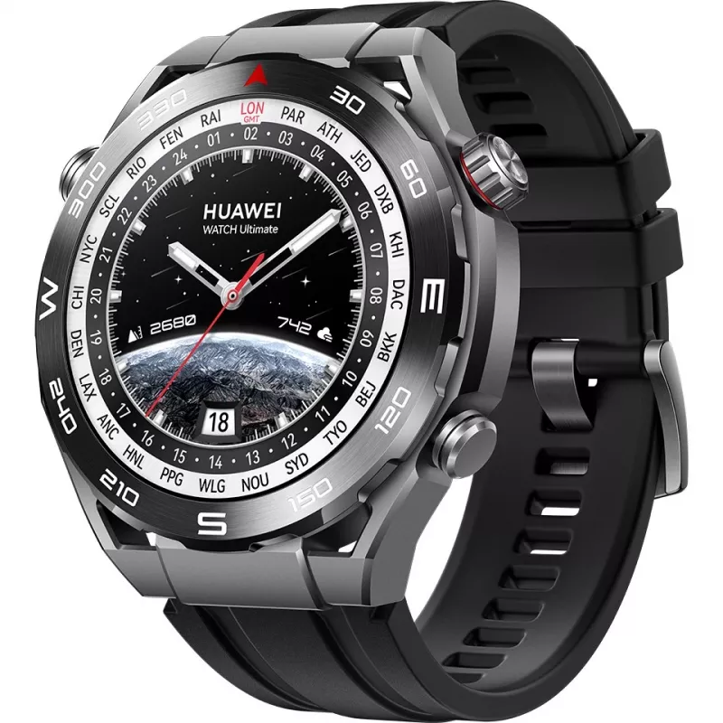 Huawei Watch Ultimate - Smartwatch z paskiem - Uwodorniona guma nitrylowa (HNBR) - Rozmiar nadgarstka: 140-210 mm - Wyświetlacz 3,8 cm (1,5 inch) - NFC, Bluetooth