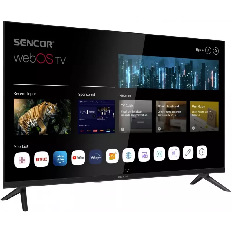 LED SMART TV SENCOR SLE 32S803B 32 cale webOS HD 1366×768, HDR10, Wi‑Fi, Bluetooth, DVB‑T/T2/C/S/S2, 3×HDMI, 2×USB