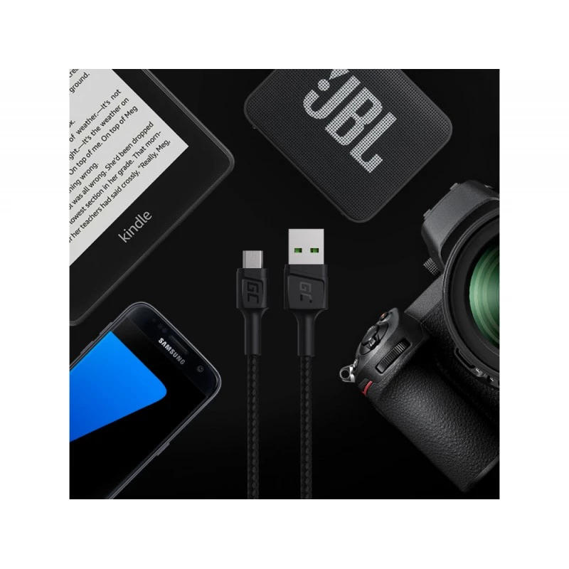 Kabel USB 2.0 zielony Cell KABGC20 — USB A na Micro-USB B, 1,2 m, czarny
