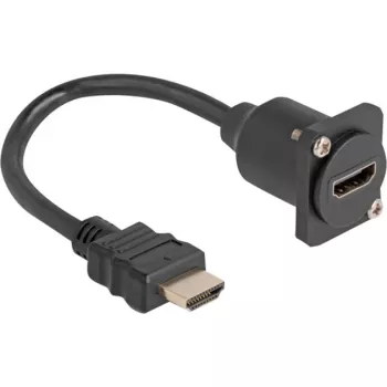 DeLOCK kabel z wtykiem HDMI z męskim i żeńskim złączem D-Type czarny 20 cm