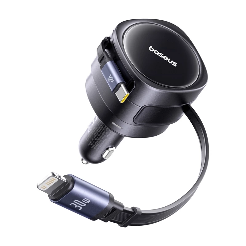 Ładowarka samochodowa Baseus Enjoyment Max 60W z kablami USB-C i Lightning, szybkie ładowanie z dwoma portami