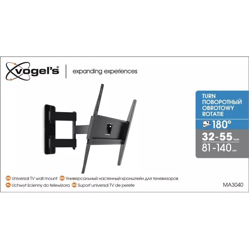 Vogels | Uchwyt ścienny | MA3040-A1 | Full Motion | 32-65 | Maksymalne obciążenie 25 kg | Czarny