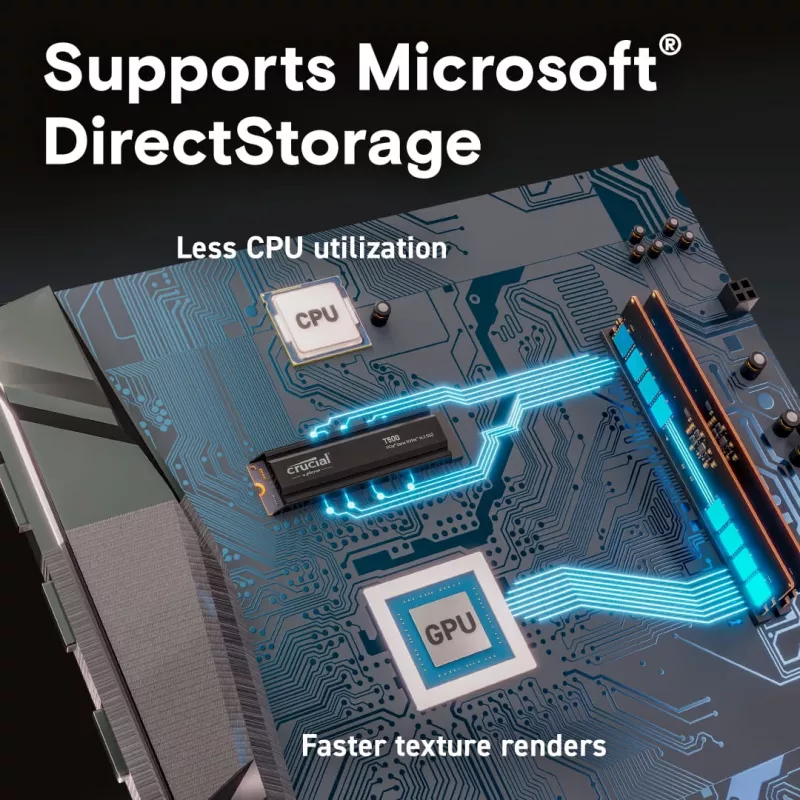 Dysk SSD Crucial T500 1 TB M.2 NVMe 2280 PCIe 4.0 z radiatorem