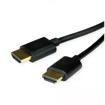 ROLINE HDMI High Speed Kabel mit Ethernet Slim ST-ST schwarz 2 m 11.04 - Kabel - Digital/Display/Video