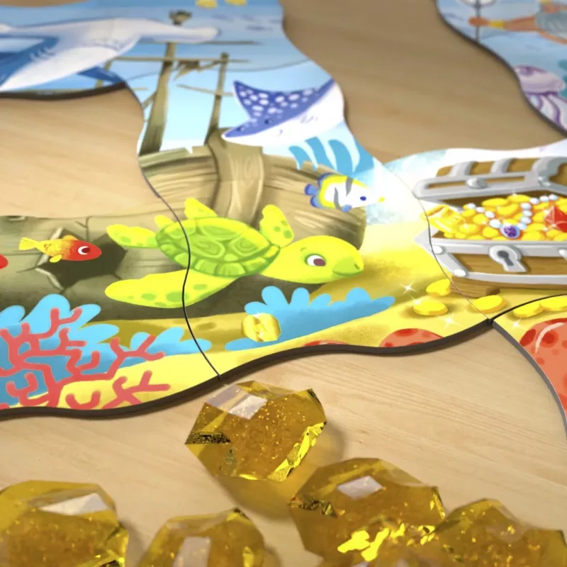 Gra spotyka Puzzle – Poszukiwanie skarbów w oceanie, gra planszowa