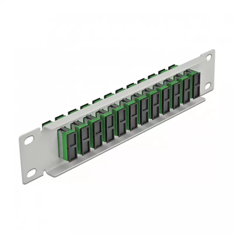 Patchpanel światłowodowy DeLOCK 10 cali 12 portów SC Duplex zielony 1U szary
