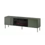 Szafka RTV z kominkiem Cama Meble TRESSE 180x40x54,5 cm — blat zielony mat, płyta wiórowa