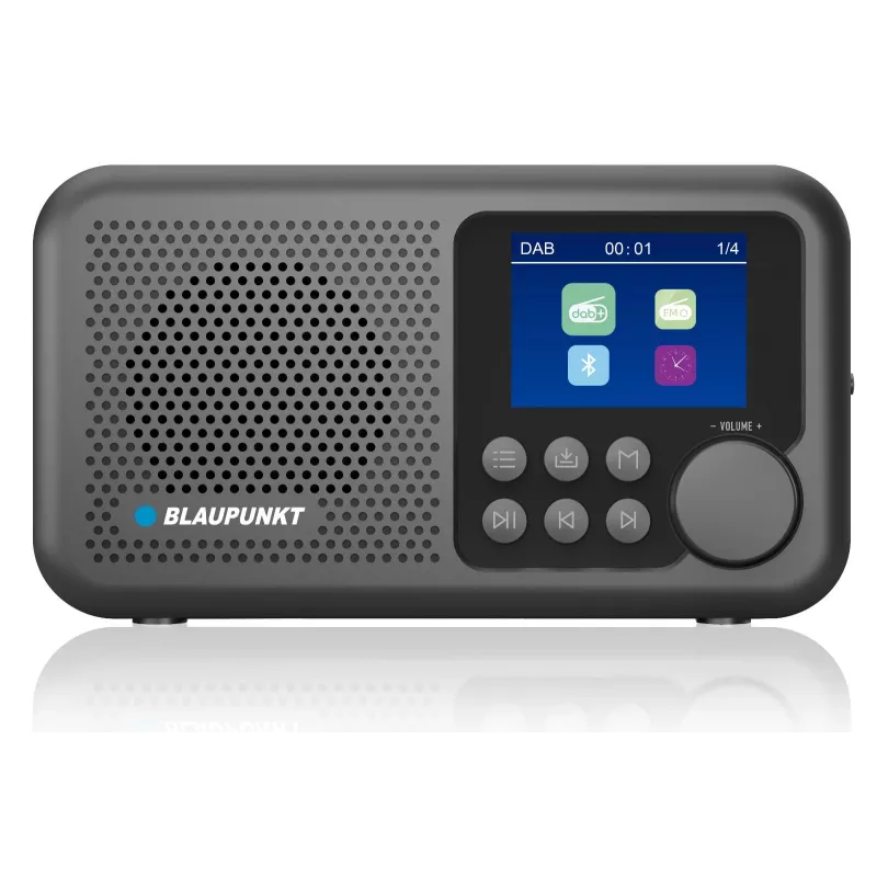 Radio z budzikiem BLAUPUNKT DR8BK — cyfrowy budzik z FM/DAB+, Bluetooth 5.3, 2 W, 1800 mAh, ładowanie USB, czarny