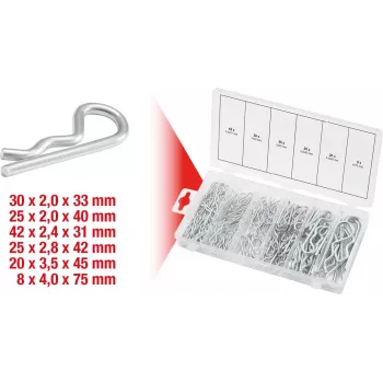 Zestaw kołków błotnika KS Tools 970.0060 — 150 sztuk, średnice 1,8×33 do 3,9×75 mm
