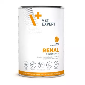 Mokra karma dla psów VETEXPERT Renal Chicken 400 g — dieta weterynaryjna dla psów z problemami nerkowymi, dorosłe, wilgotność 77%, białko 6,3%